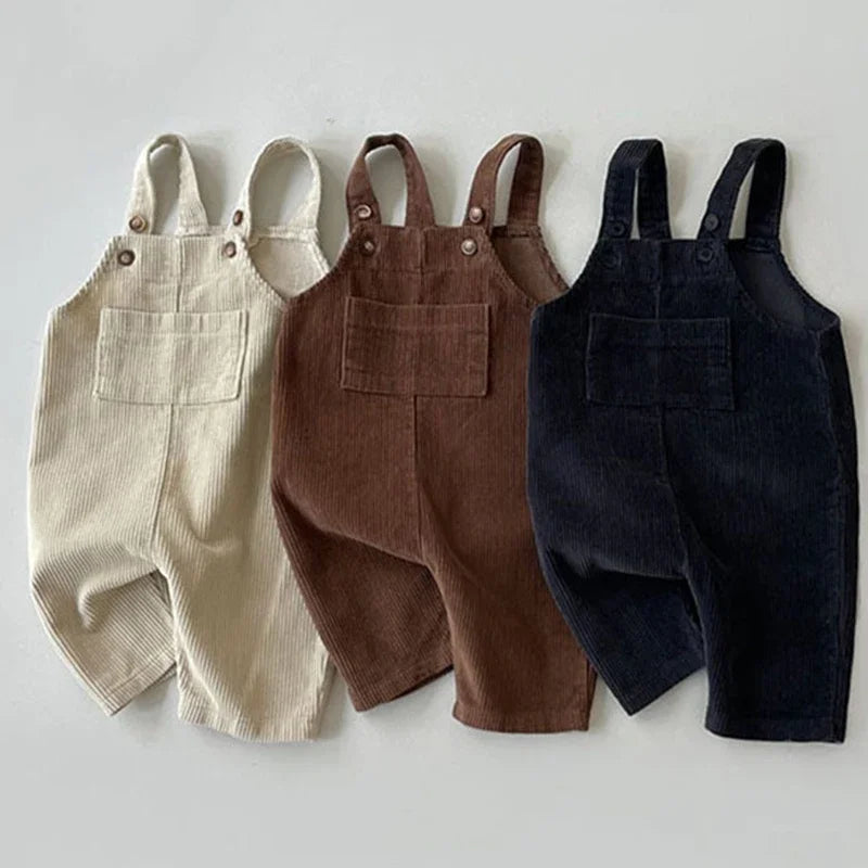2025 New Baby Girls Boys Overalls Corduroy Autumn Infant Baby Solid Color Corduroy Jumpsuit Outfits Toddler Baby Trousers